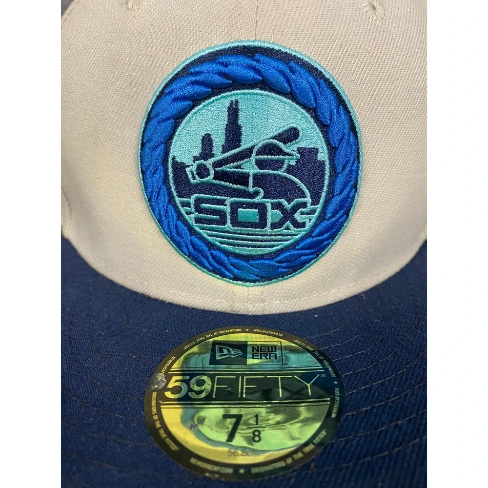 New Era 59FIFTY Chicago White Sox Fitted Hat 7 1/8 Cream Navy 1993 AL West Champ